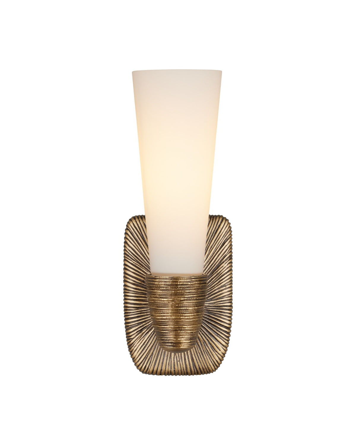 Currey and Company - 5800-0067 - One Light Wall Sconce - Bonaz - Opaque White / Antique Brass