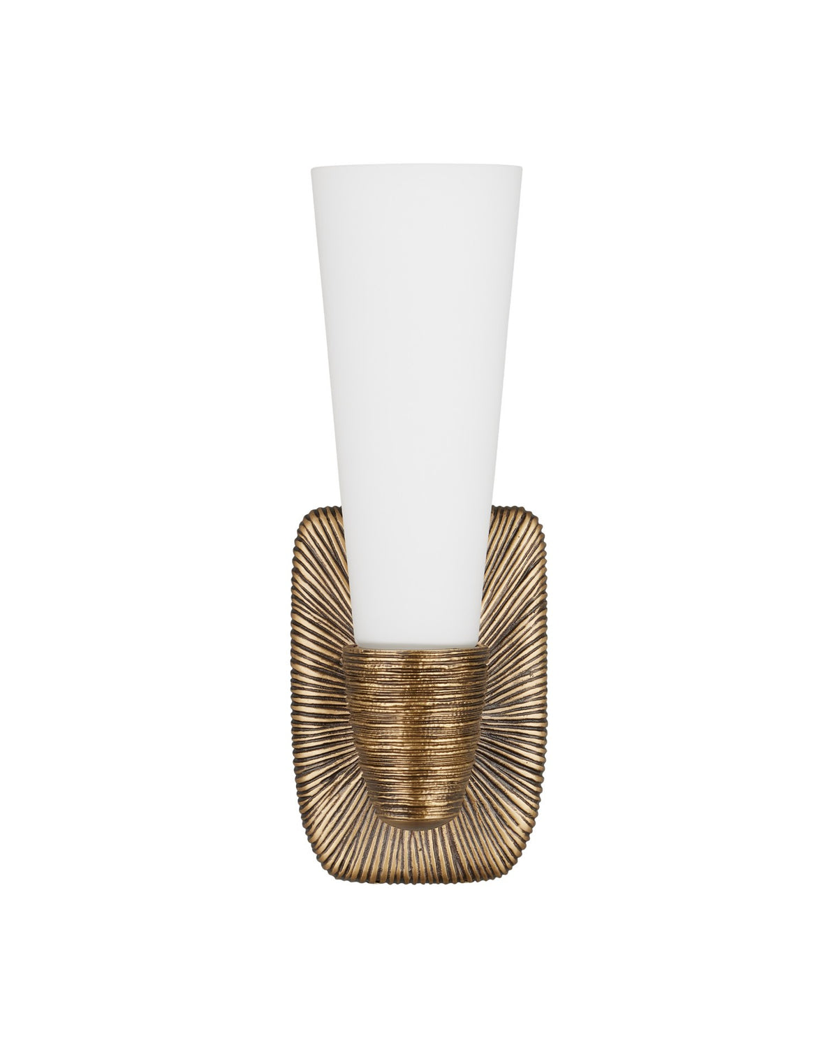 Currey and Company - 5800-0067 - One Light Wall Sconce - Bonaz - Opaque White / Antique Brass