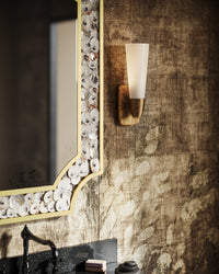 Currey and Company - 5800-0067 - One Light Wall Sconce - Bonaz - Opaque White / Antique Brass