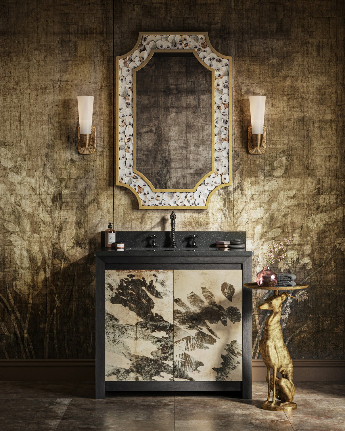 Currey and Company - 5800-0067 - One Light Wall Sconce - Bonaz - Opaque White / Antique Brass