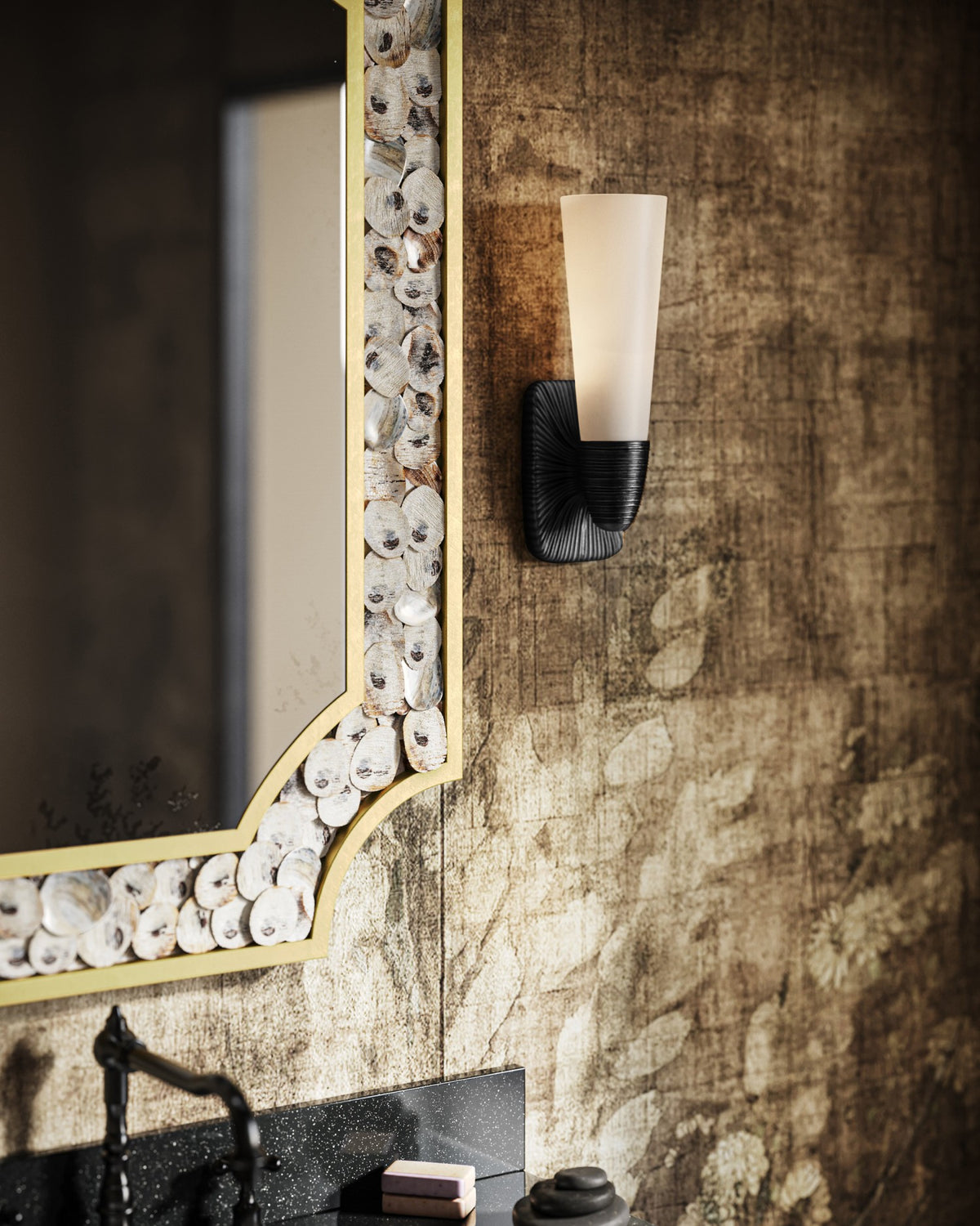 Currey and Company - 5800-0068 - One Light Wall Sconce - Bonaz - Opaque White/Oil Rubbed Bronze