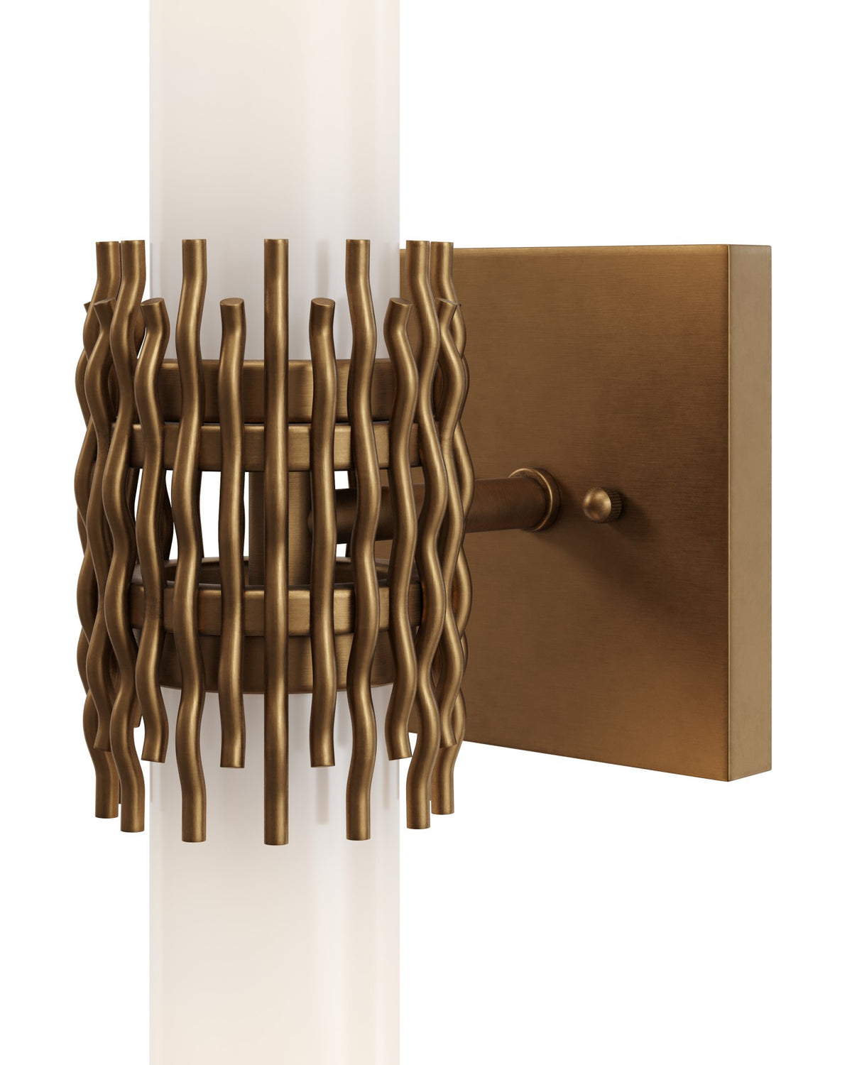 Currey and Company - 5800-0069 - Two Light Wall Sconce - Brietta - Opaque White/Antique Brass