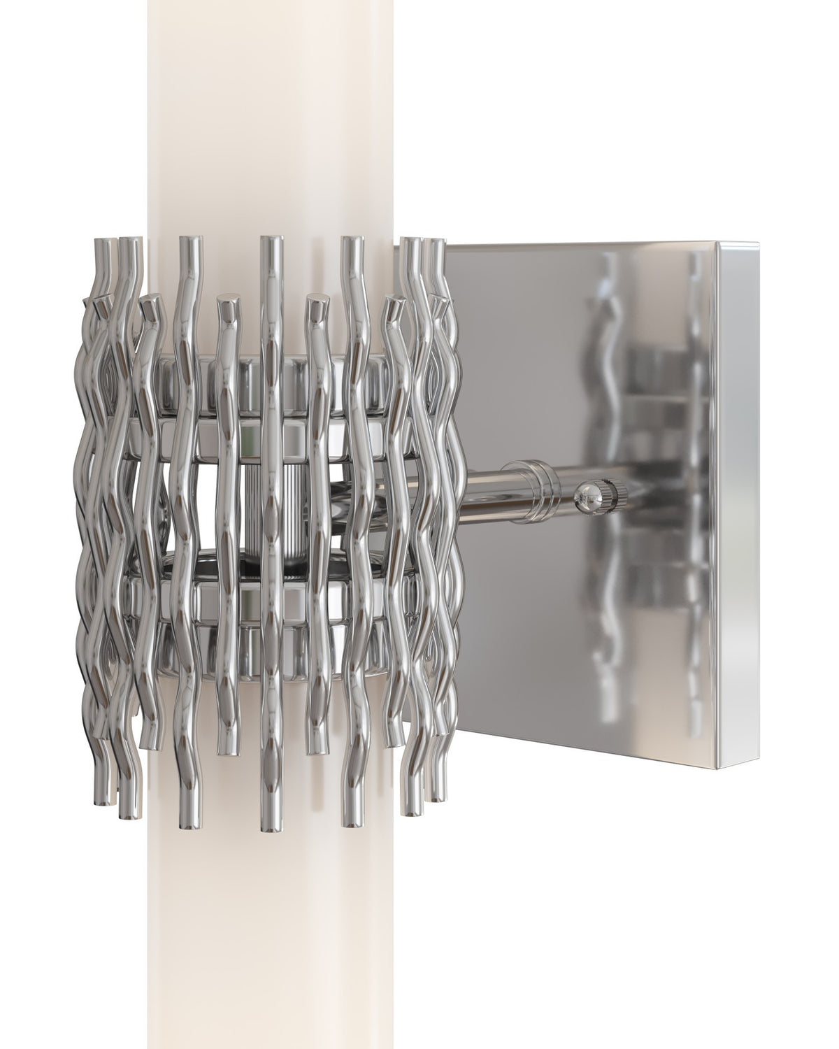 Currey and Company - 5800-0070 - Two Light Wall Sconce - Brietta - Opaque White / Polished Nickel