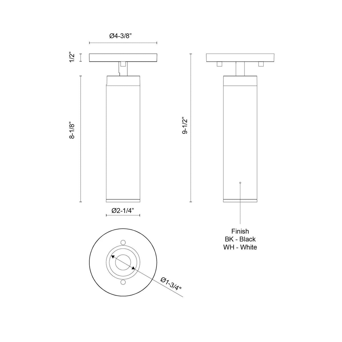 Kuzco Lighting - LD2-SA08W10-3036-BK-UNV-010 - LED Ceiling Mount - Lorna - Black