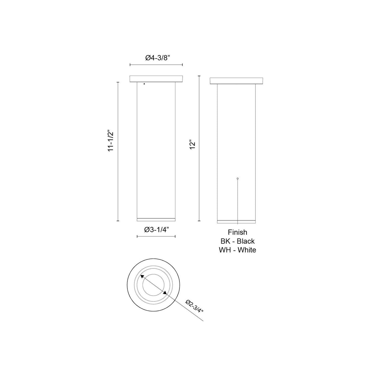 Kuzco Lighting - LD3-SM12W18-3036-BK-UNV-010 - LED Ceiling Mount - Lorna - Black