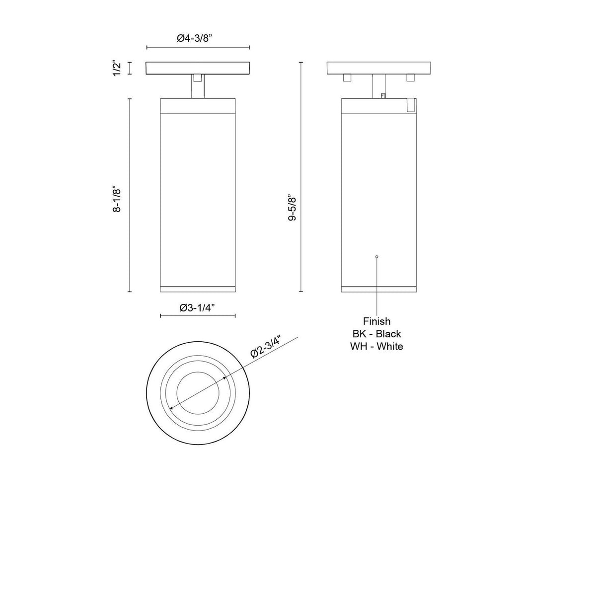 Kuzco Lighting - LD3-SA08W14-3036-BK-UNV-010 - LED Ceiling Mount - Lorna - Black
