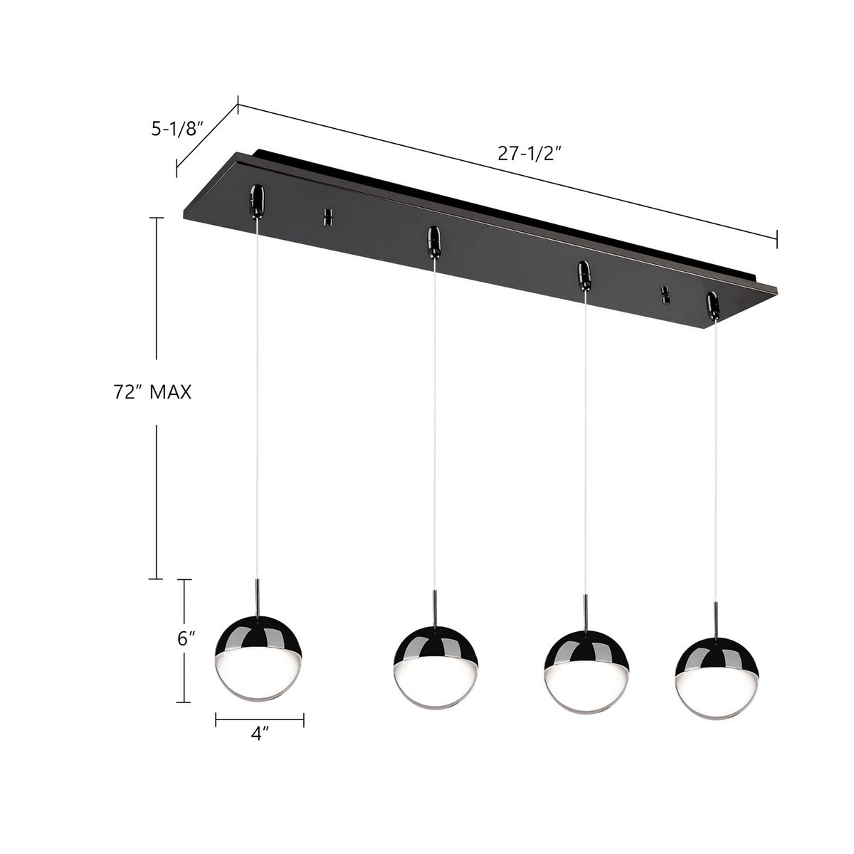 Kuzco Lighting - MP402801BC-04 - LED Pendant - Pluto - Black Chrome