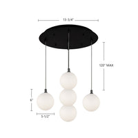 Kuzco Lighting - MP3106BKOP-05 - LED Pendant - Bolla - Black/Opal Glass