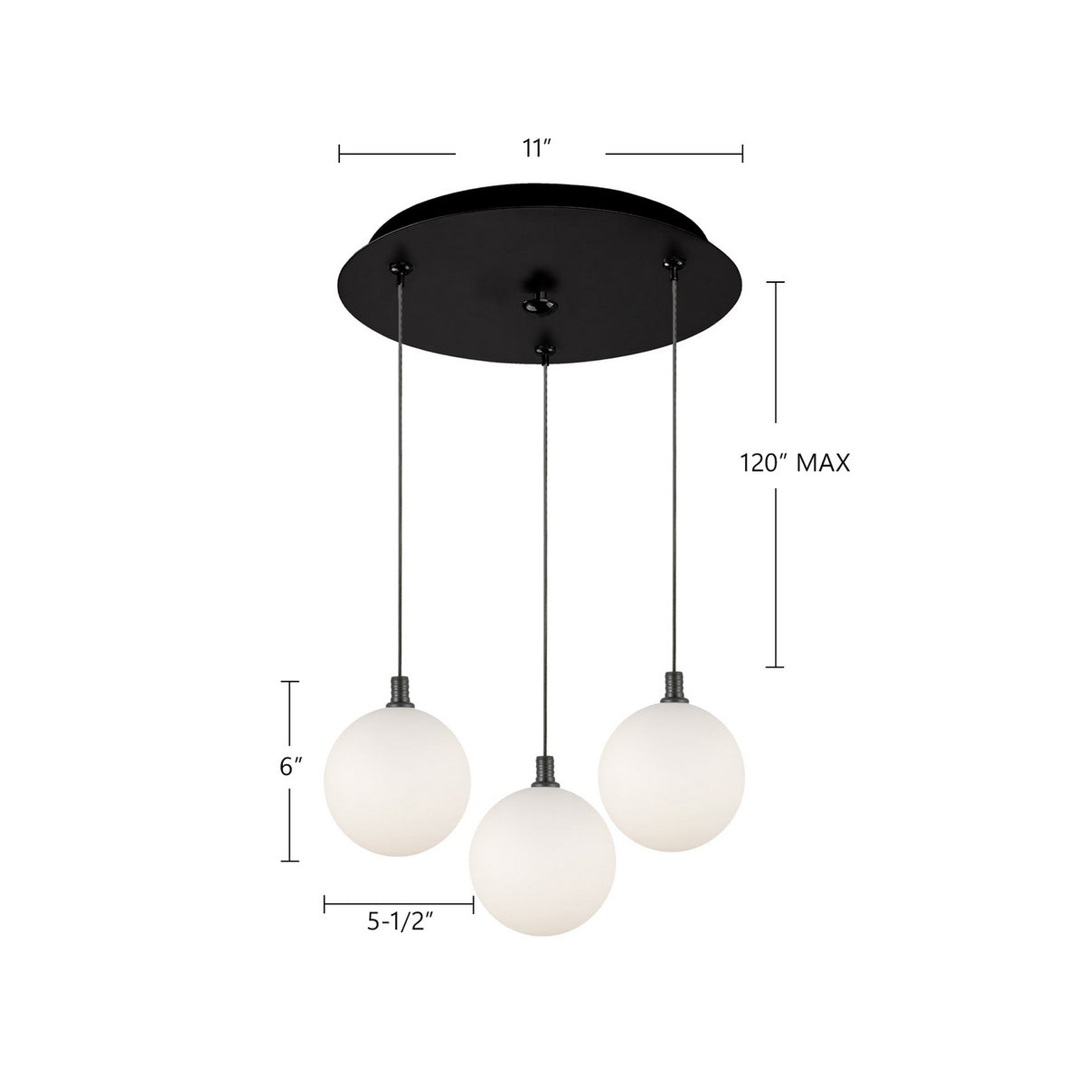 Kuzco Lighting - MP3106BKOP-03 - LED Pendant - Bolla - Black/Opal Glass