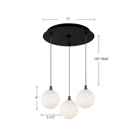 Kuzco Lighting - MP3106BKOP-03 - LED Pendant - Bolla - Black/Opal Glass