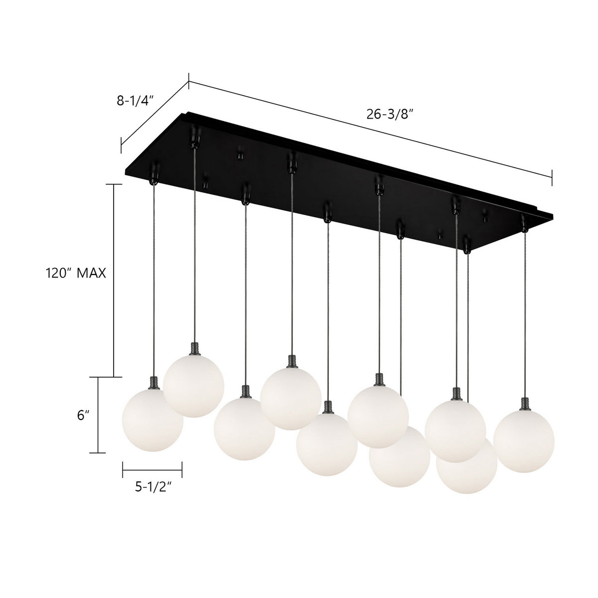 Kuzco Lighting - MP3106BKOP-10 - LED Pendant - Bolla - Black/Opal Glass