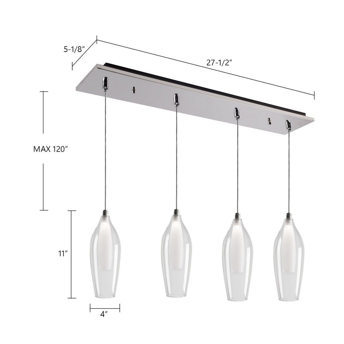 Kuzco Lighting - MP3004CH-04 - LED Pendant - Victoria - Chrome