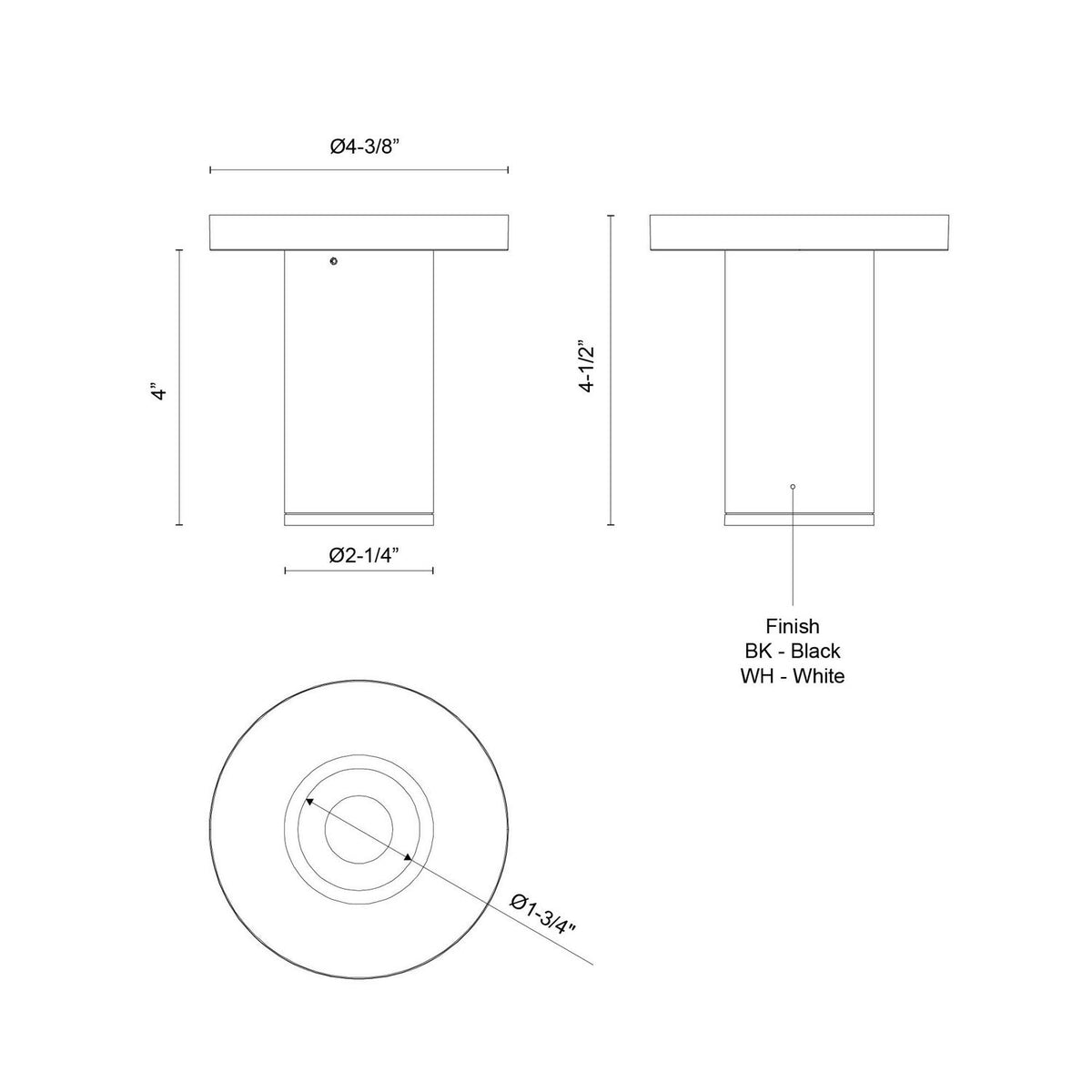 Kuzco Lighting - LD2-SM04W08-3036-BK-UNV-010 - LED Ceiling Mount - Lorna - Black