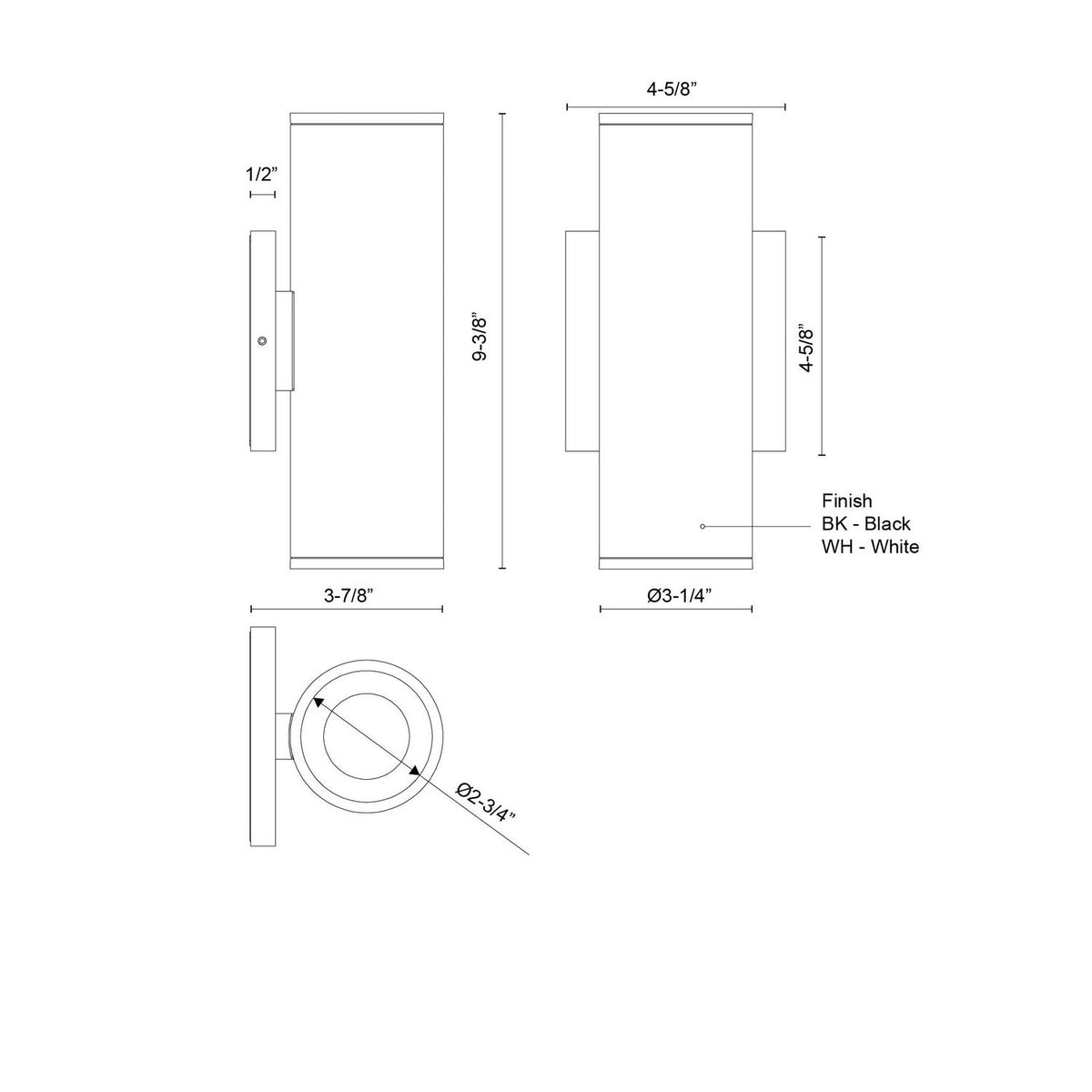 Kuzco Lighting - LD3-UD09W20-3036-BK-UNV-010 - LED Wall Sconce - Lorna - Black