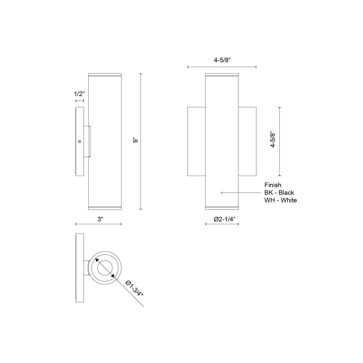 Kuzco Lighting - LD2-UD09W14-3036-WH-UNV-010 - LED Wall Sconce - Lorna - White