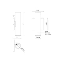 Kuzco Lighting - LD2-UD09W14-3036-BK-UNV-010 - LED Wall Sconce - Lorna - Black