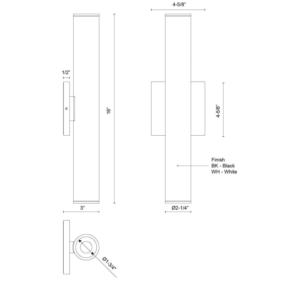 Kuzco Lighting - LD2-UD16W24-3036-BK-UNV-010 - LED Wall Sconce - Lorna - Black