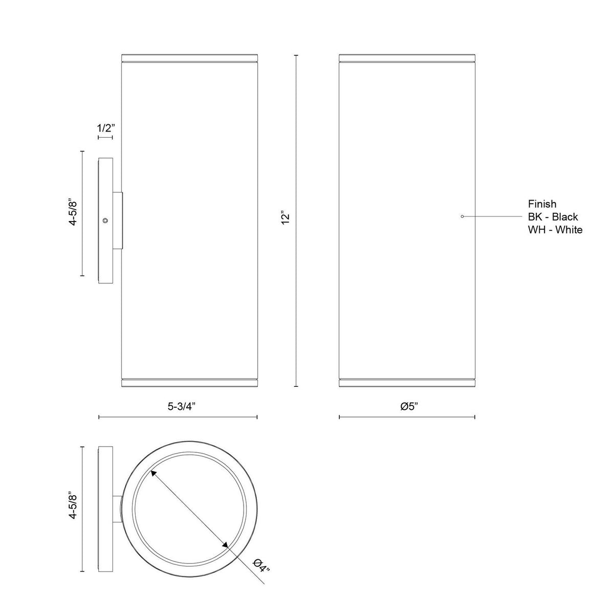 Kuzco Lighting - EW265212-BK - LED Outdoor Wall Sconce - Nordic - Black