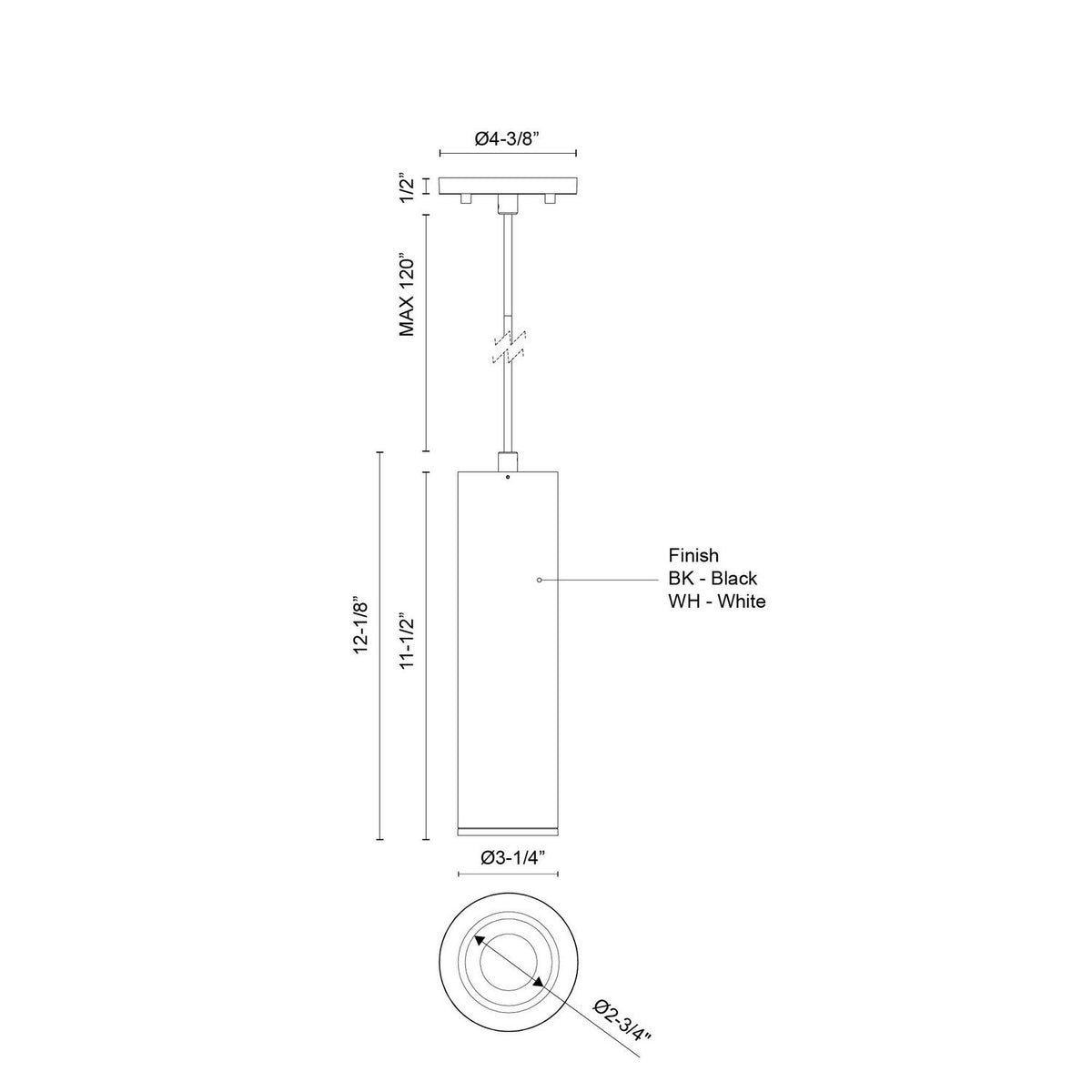 Kuzco Lighting - LD3-PD12W18-3036-WH-UNV-010 - LED Pendant - Lorna - White