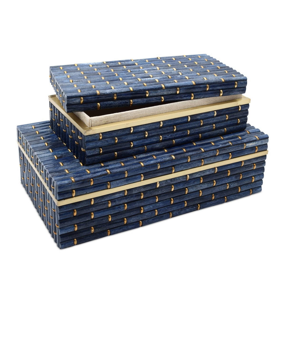 Currey and Company - 1200-1060 - Box Set of 2 - Midnight - Blue/Brass