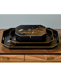 Currey and Company - 1200-1063 - Tray Set of 2 - Glasshouse - Black/Gold