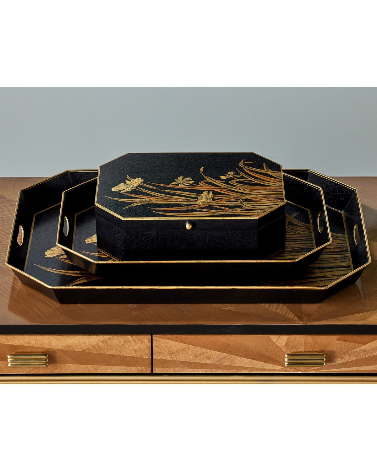 Currey and Company - 1200-1065 - Box - Glasshouse Tole - Black/Gold