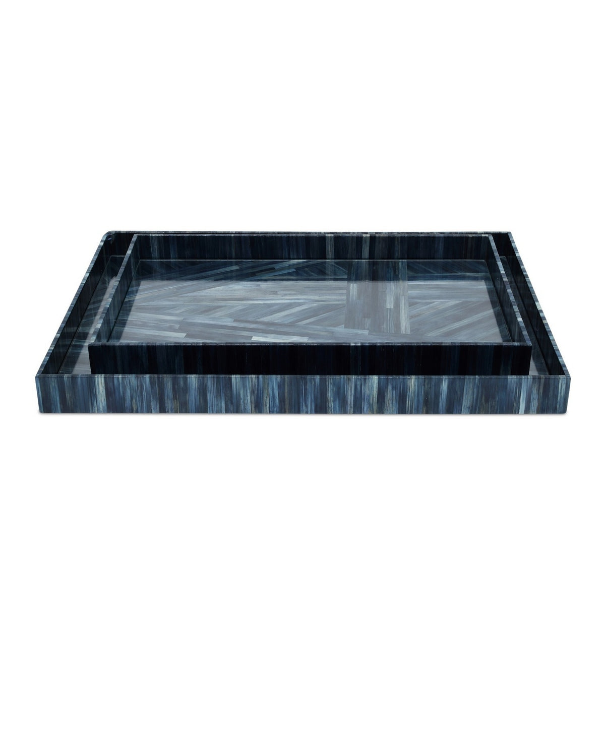 Currey and Company - 1200-1068 - Tray Set of 2 - Winter Harvest - Blue