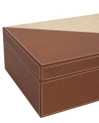 Currey and Company - 1200-1069 - Box Set of 2 - Leather & Raffia - Brown/Natural