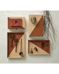 Currey and Company - 1200-1069 - Box Set of 2 - Leather & Raffia - Brown/Natural