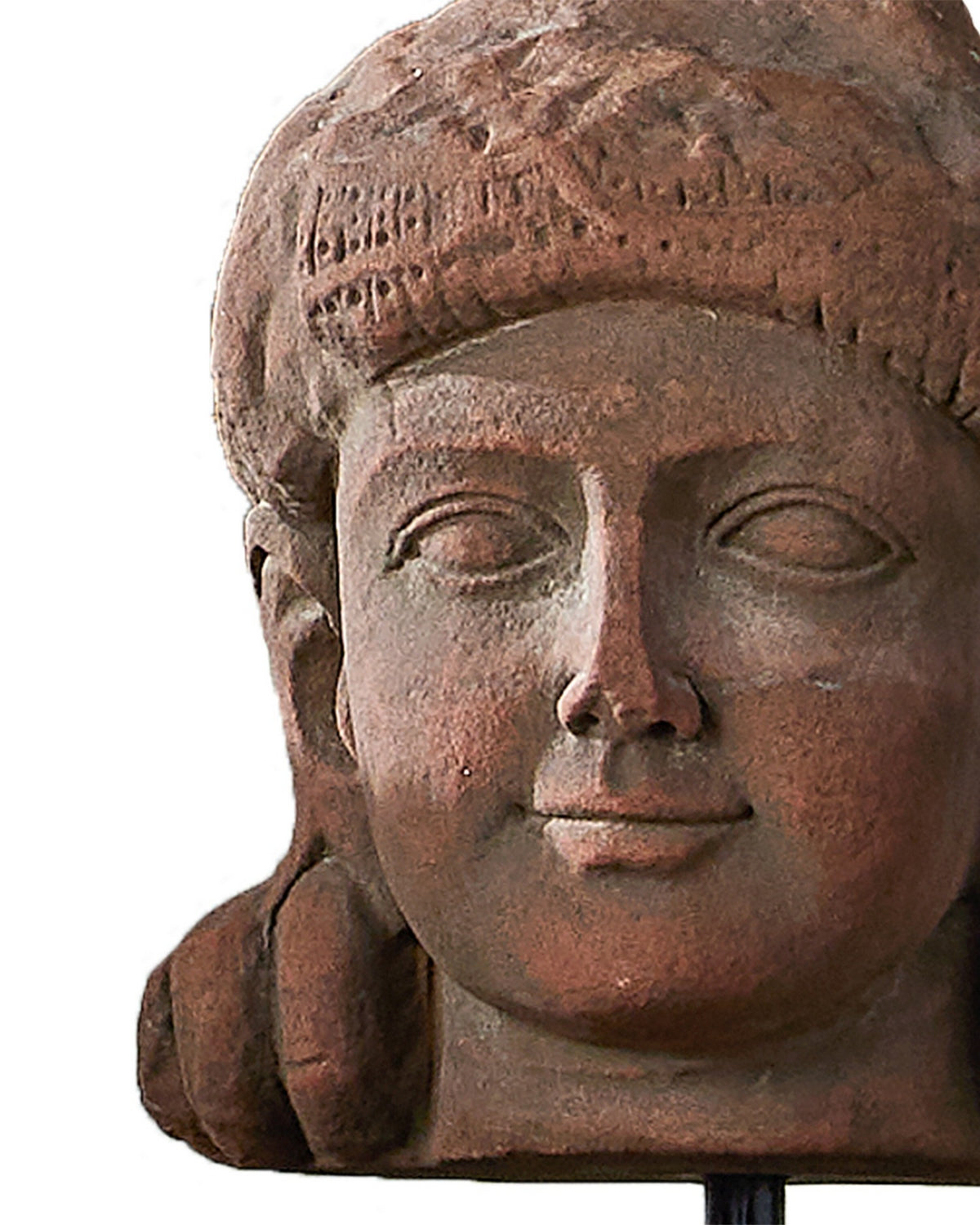 Currey and Company - 1200-1080 - Head on Stand - Mathura - Brick Red/Black