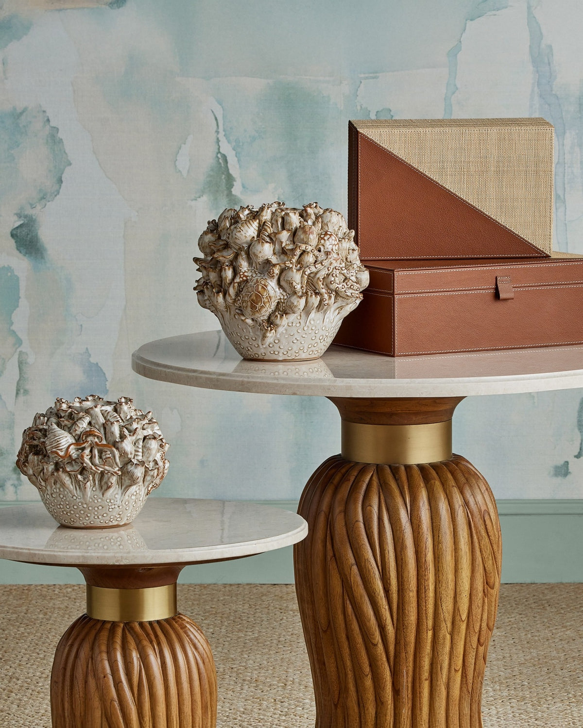 Currey and Company - 3000-0334 - Accent Table - Tassel - Morel Brown/Natural/Brushed Brass