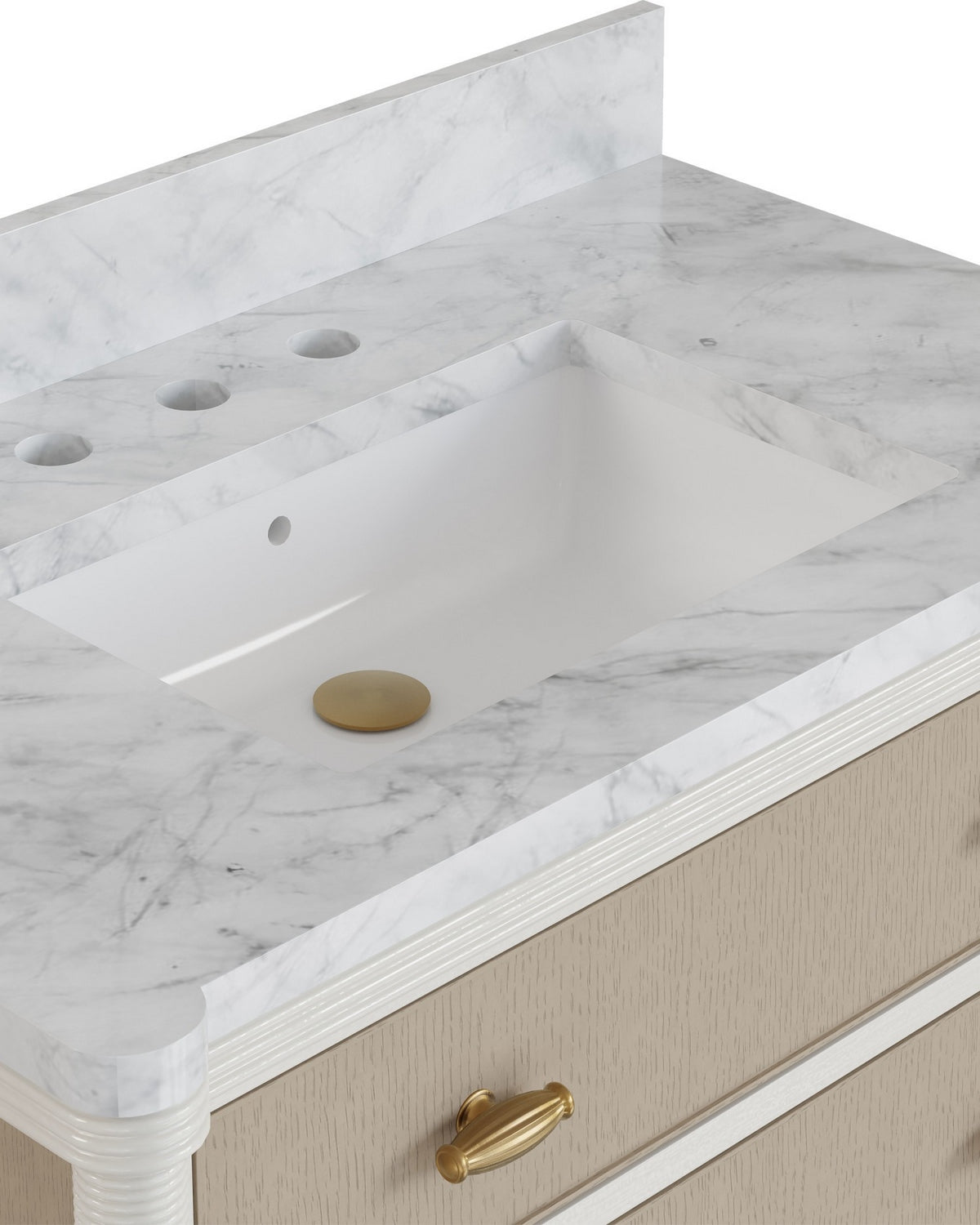 Currey and Company - 3800-0018 - Vanity with Rectangular Undermount Sink - Aster - Off-White/Fog/Natural/White/Polished Brass