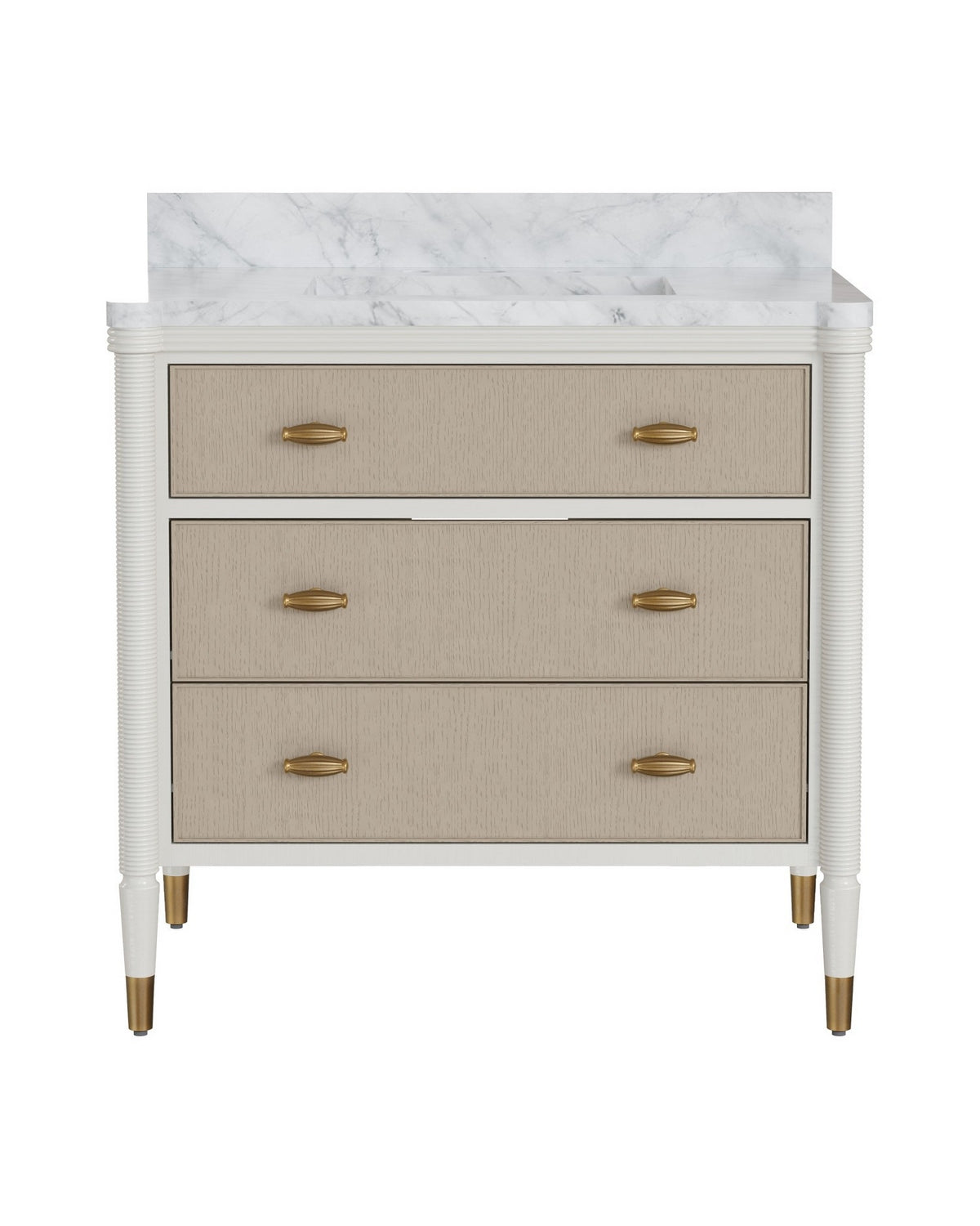 Currey and Company - 3800-0018 - Vanity with Rectangular Undermount Sink - Aster - Off-White/Fog/Natural/White/Polished Brass