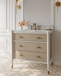 Currey and Company - 3800-0018 - Vanity with Rectangular Undermount Sink - Aster - Off-White/Fog/Natural/White/Polished Brass