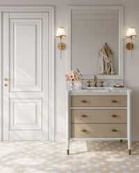 Currey and Company - 3800-0018 - Vanity with Rectangular Undermount Sink - Aster - Off-White/Fog/Natural/White/Polished Brass