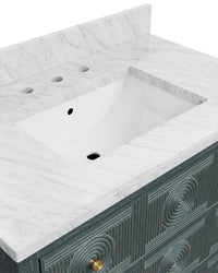 Currey and Company - 3800-0019 - Vanity with Rectangular Undermount Sink - Santos - Vintage Navy/Natural/White/Brushed Brass/Polished Nickel