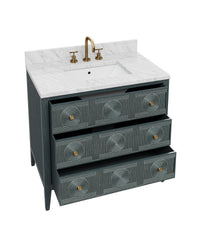 Currey and Company - 3800-0019 - Vanity with Rectangular Undermount Sink - Santos - Vintage Navy/Natural/White/Brushed Brass/Polished Nickel