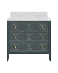 Currey and Company - 3800-0019 - Vanity with Rectangular Undermount Sink - Santos - Vintage Navy/Natural/White/Brushed Brass/Polished Nickel