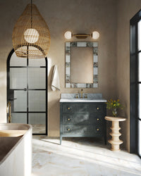 Currey and Company - 3800-0019 - Vanity with Rectangular Undermount Sink - Santos - Vintage Navy/Natural/White/Brushed Brass/Polished Nickel