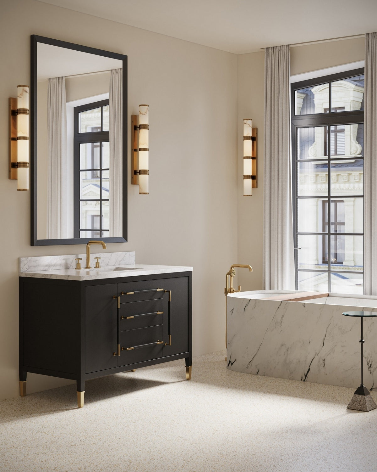 Currey and Company - 3800-0020 - Vanity with Rectangular Undermount Sink - Verona - Black/Natural/White/Champagne