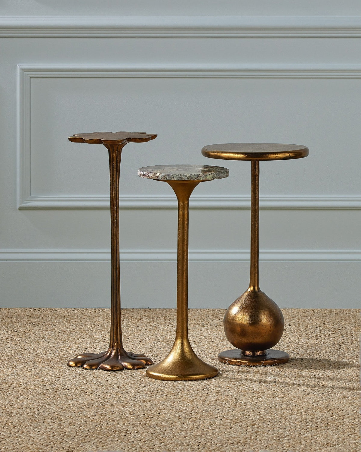Currey and Company - 4000-0250 - Drinks Table - Wilderness - Antique Brass/Natural