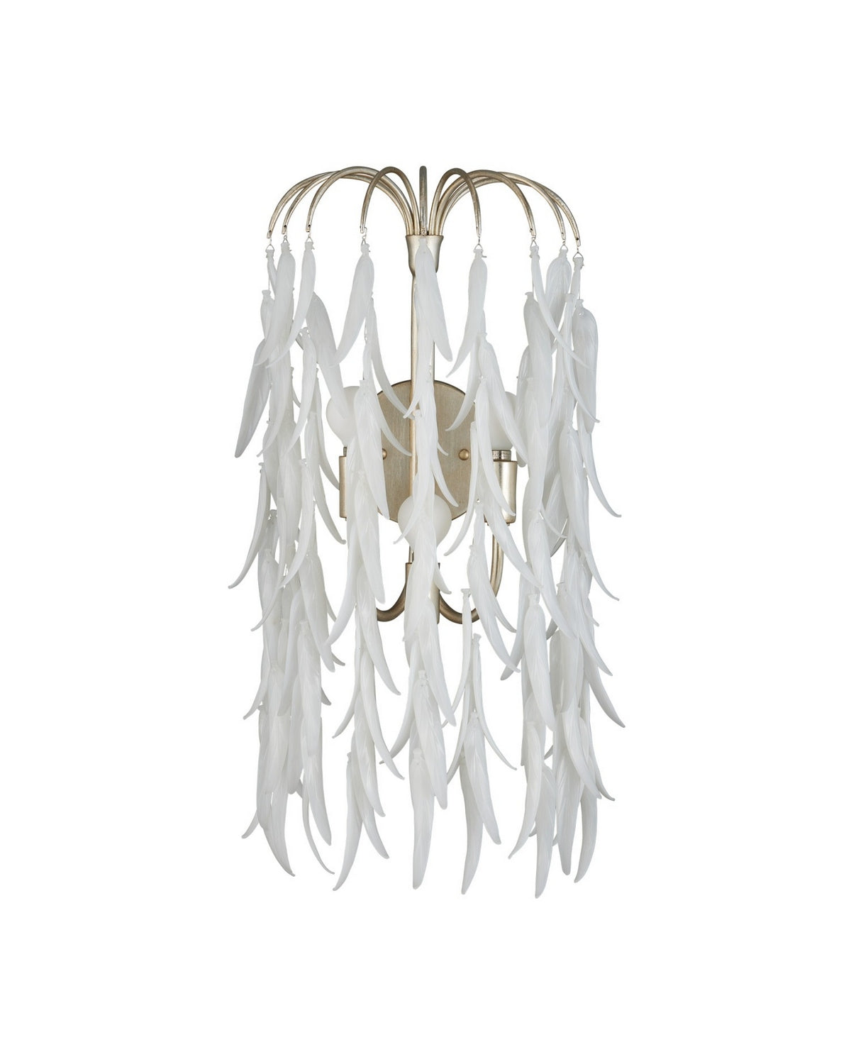 Currey and Company - 5000-0286 - Three Light Wall Sconce - Glen Arbor - White/Contemporary Silver Leaf/Contemporary Silver