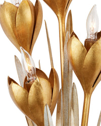 Currey and Company - 5000-0289 - Four Light Wall Sconce - Hortensia - Contemporary Gold Leaf/Contemporary Gold/Contemporary Silver Leaf