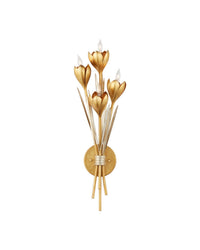Currey and Company - 5000-0289 - Four Light Wall Sconce - Hortensia - Contemporary Gold Leaf/Contemporary Gold/Contemporary Silver Leaf