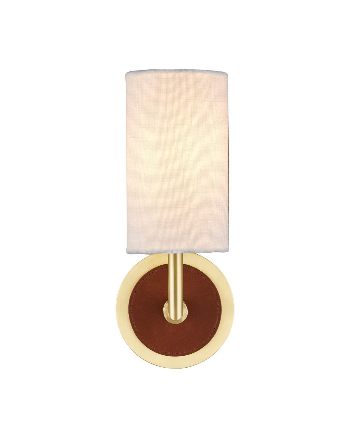 Currey and Company - 5000-0298 - One Light Wall Sconce - Ellerston - Saddle Brown/Brushed Brass