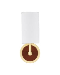 Currey and Company - 5000-0298 - One Light Wall Sconce - Ellerston - Saddle Brown/Brushed Brass