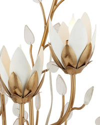 Currey and Company - 5000-0299 - Ten Light Wall Sconce - Star Magnolia - Antique Brass/White/Clear