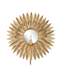 Currey and Company - 5000-0300 - One Light Wall Sconce - Plumage - Antique Brass/Mirror