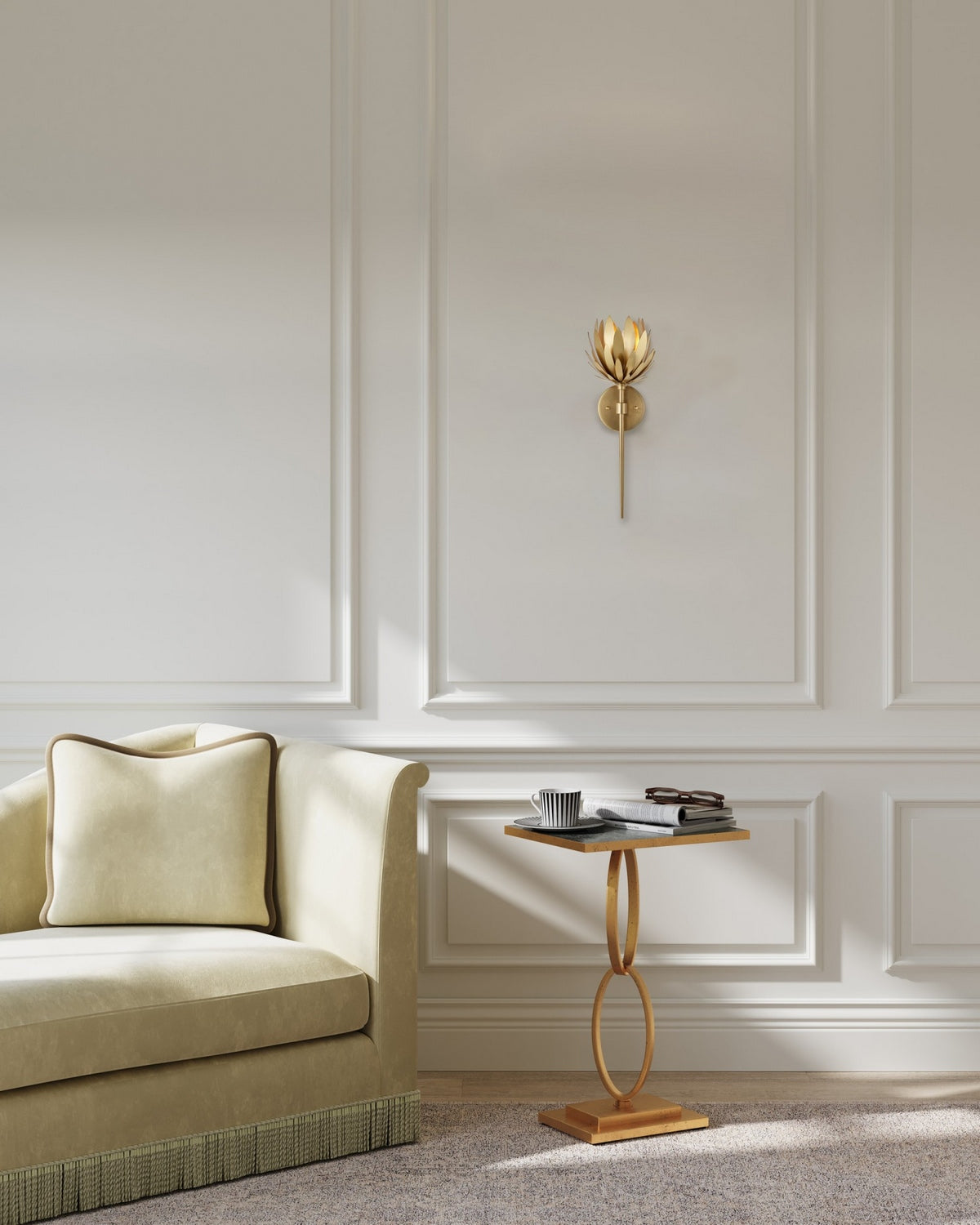 Currey and Company - 5000-0302 - One Light Wall Sconce - Protea - Brass