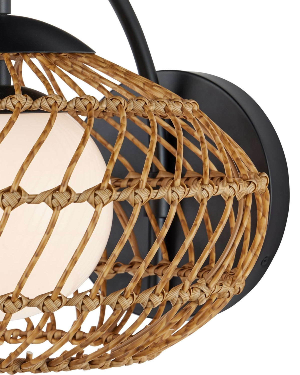 Currey and Company - 5500-0060 - One Light Wall Sconce - Carriage - Natural/Black/Frosted White